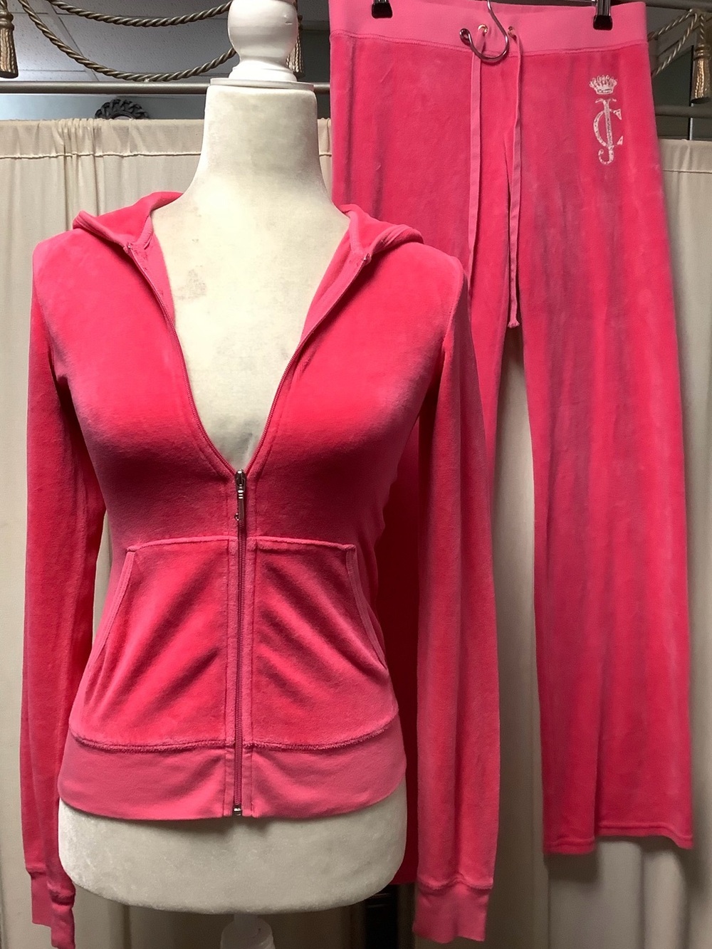 Juicy Couture Velour Zip Hoodie XS Pants 30 x 33 S